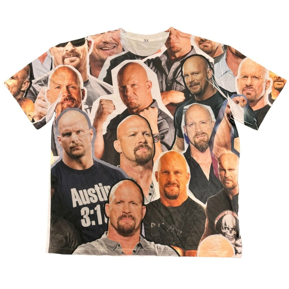 WWE Steve‎ Stone Cold Austin T-Shirt XXL Graphic Print Wrestling Shirt NWOT